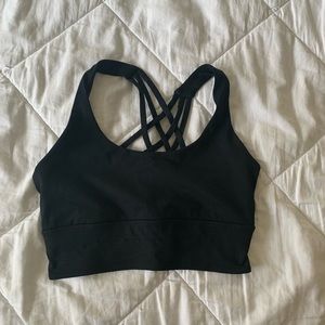 black strappy sports bra